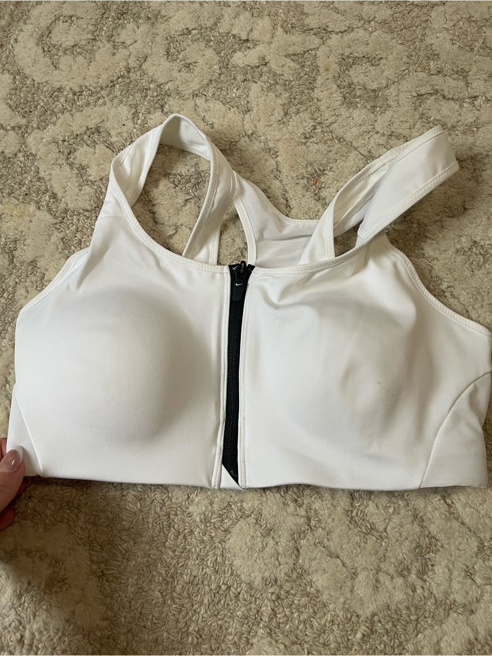 Nike White Sports Bra with Front Zipper